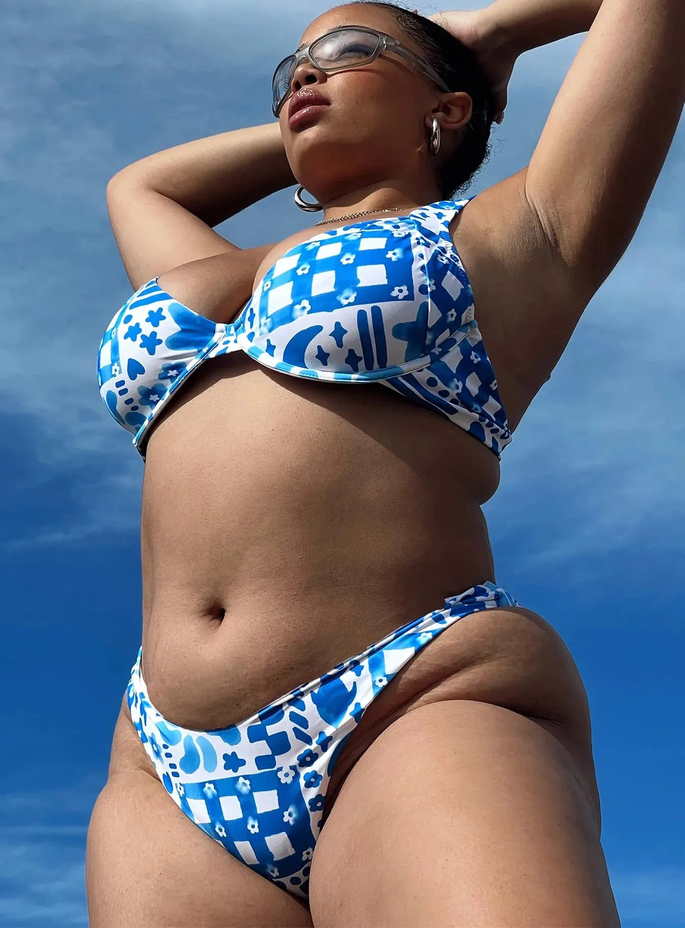 Quick Drying Inner Shell Lightweight Construction Sarah Bikini Bottoms Blue / White Curve