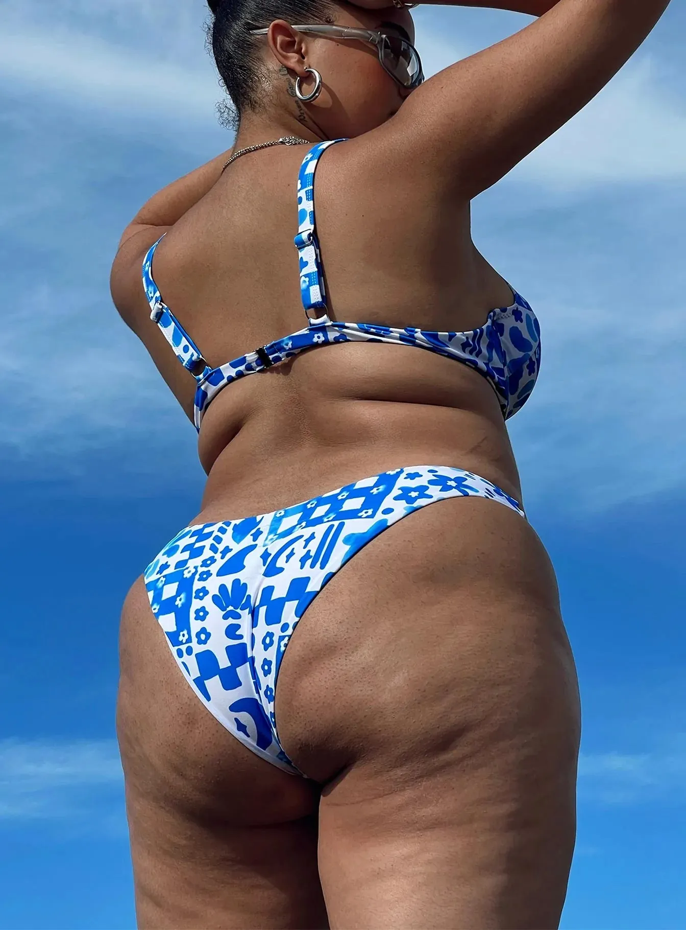 Abrasion Resistant Fabric Sarah Bikini Bottoms Blue / White Curve