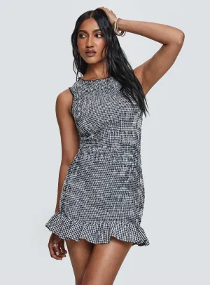 Vermicelli Mini Dress Black / White Move Easy Wrinkle Free Fabric