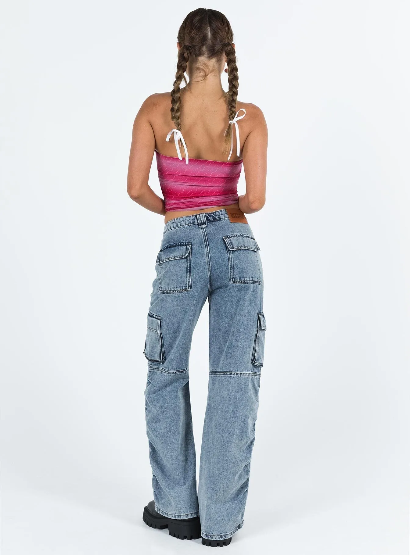 Vandana Cargo Jeans Mid Wash Denim Smart Casual Neutral