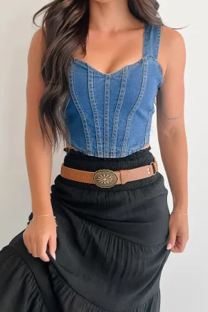 Modern Fit Polish Me Off Sleeveless Crop Top (Dark Denim)