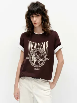 Summer Style Front Printed Cotton T-shirt