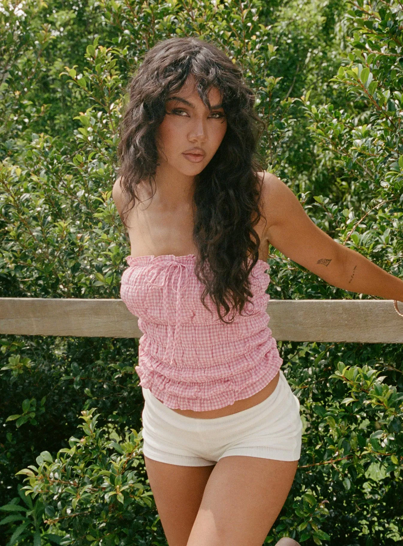 Formal Blouse Layton Strapless Top Pink Check