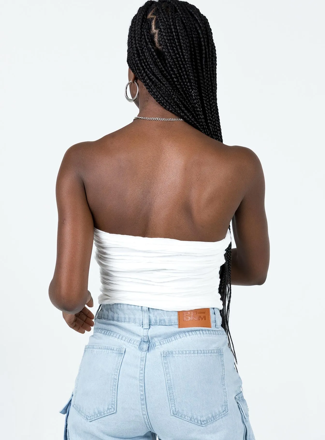 Breathable Mesh Back Cecile Strapless Top White