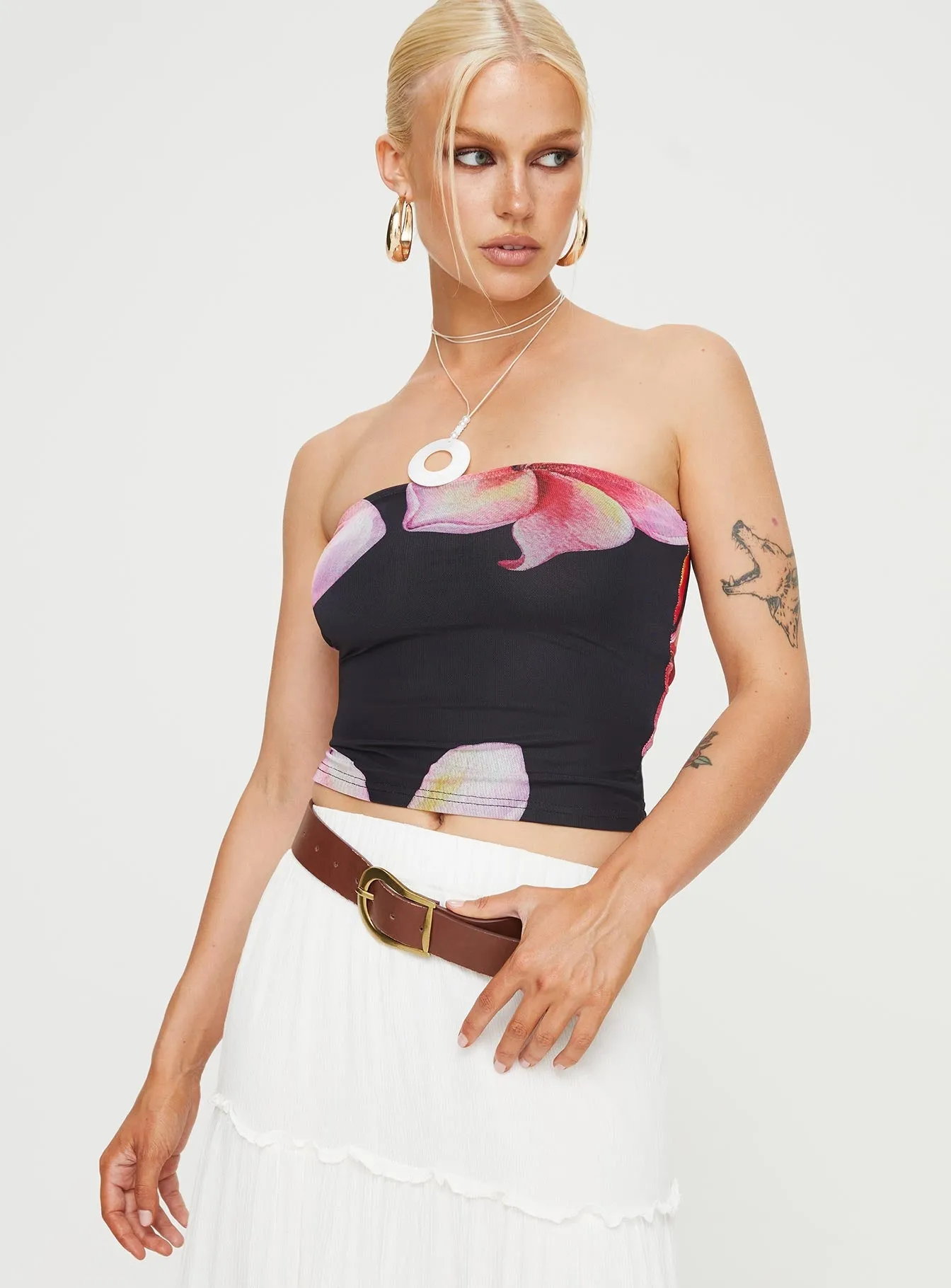 Havanni Tube Top Black / Floral Bold Design AdjustableCuffSystem