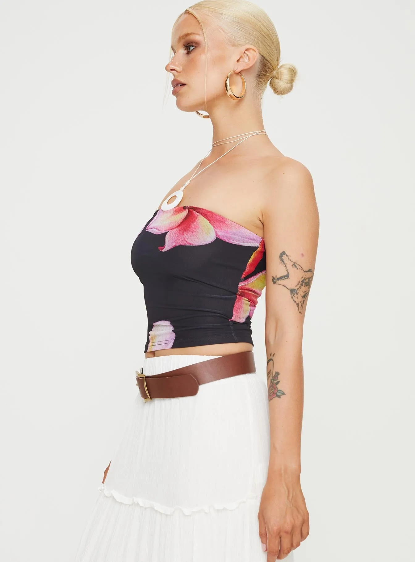 Havanni Tube Top Black / Floral ReinforcedShoulderConstruction