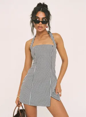 Casual day dress Birkley Halter Mini Dress Black / White
