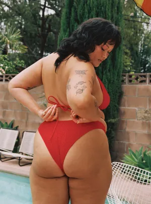 Double Layer Lining UPF 50  Protection Blanca Bikini Bottoms Red Curve