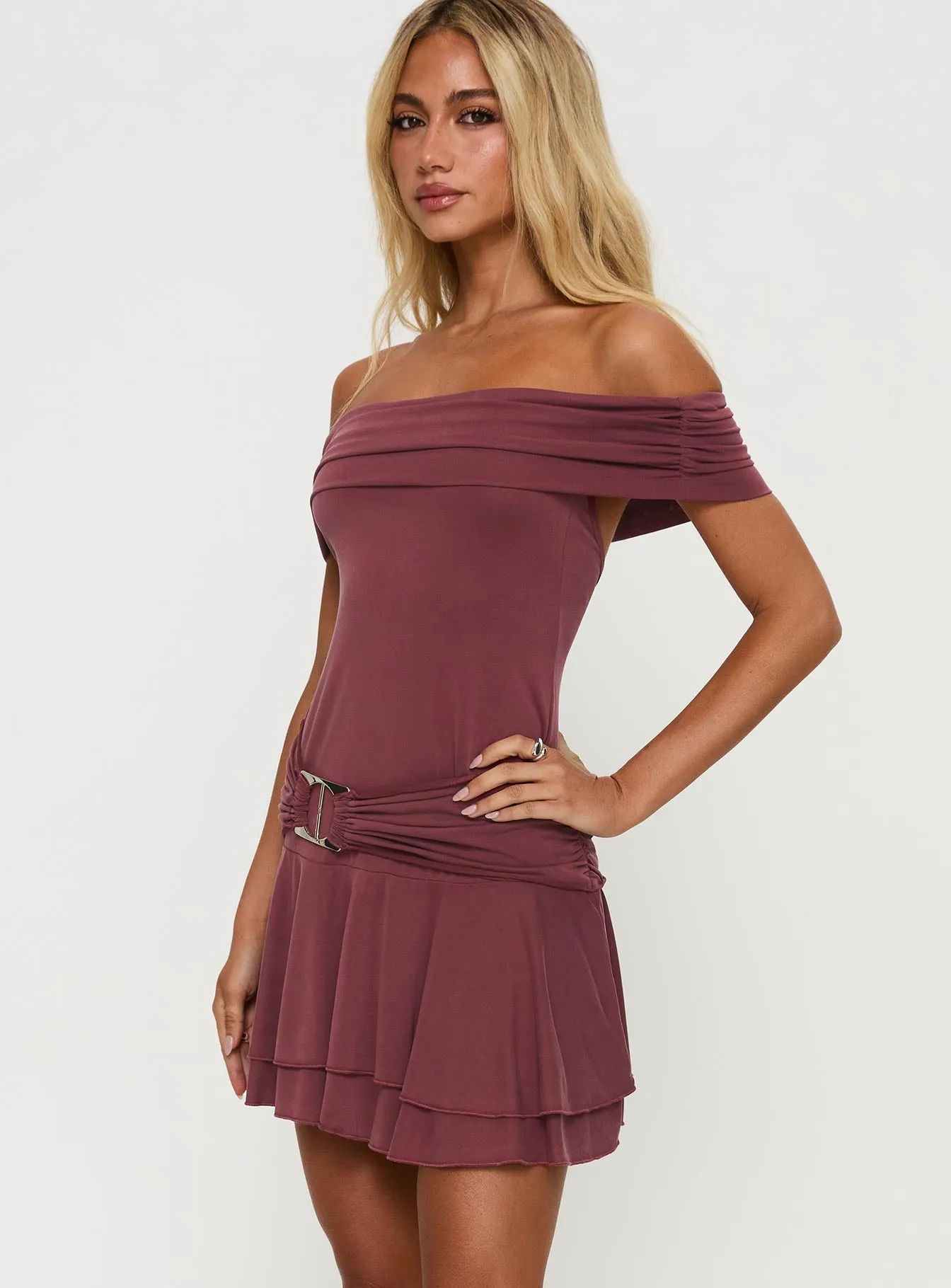 Effortless Wear Easy-to-wear mini gown Primadonna Off The Shoulder Mini Dress Mauve