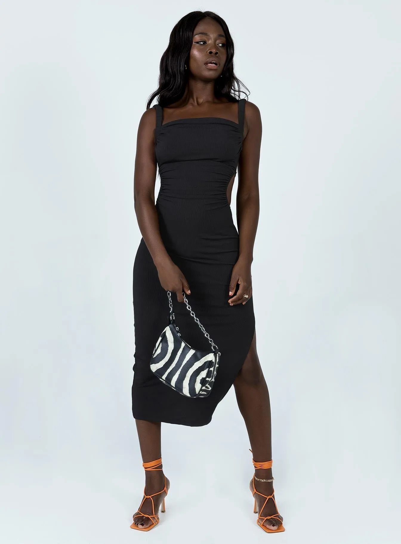 Stone Glow Square View Lainey Midi Dress Black