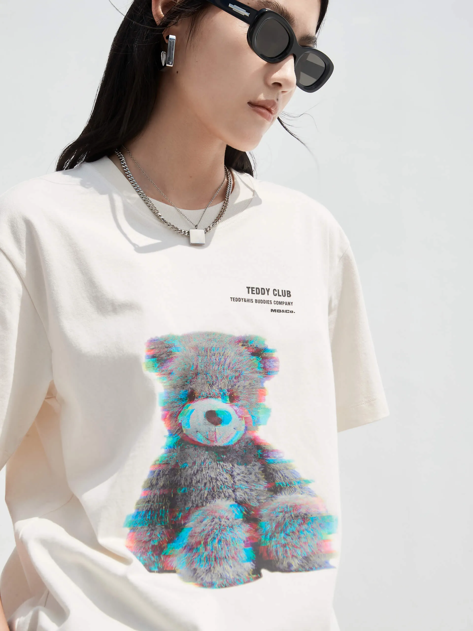 Cartoon Print Cotton T-shirt Neutral Color comfortable top