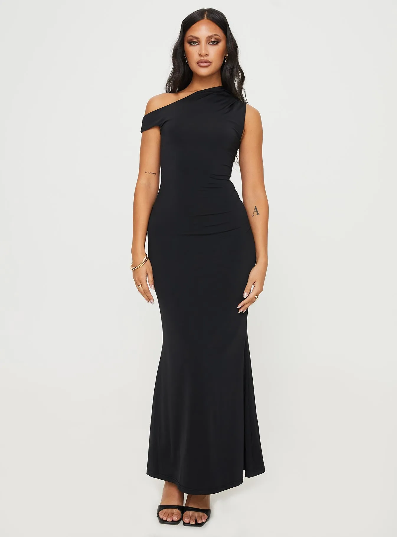 Agate Shine Elegant high-waist gown Beller Maxi Dress Black
