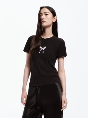 TearResistant Fabric Fit for Everyone Bow Print Cotton Blend T-shirt