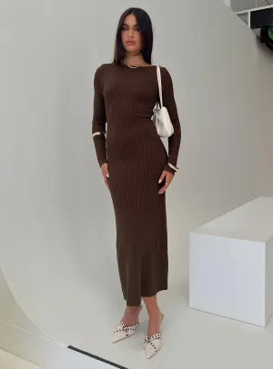 Osment Long Sleeve Knit Maxi Dress Chocolate Short Sleeve