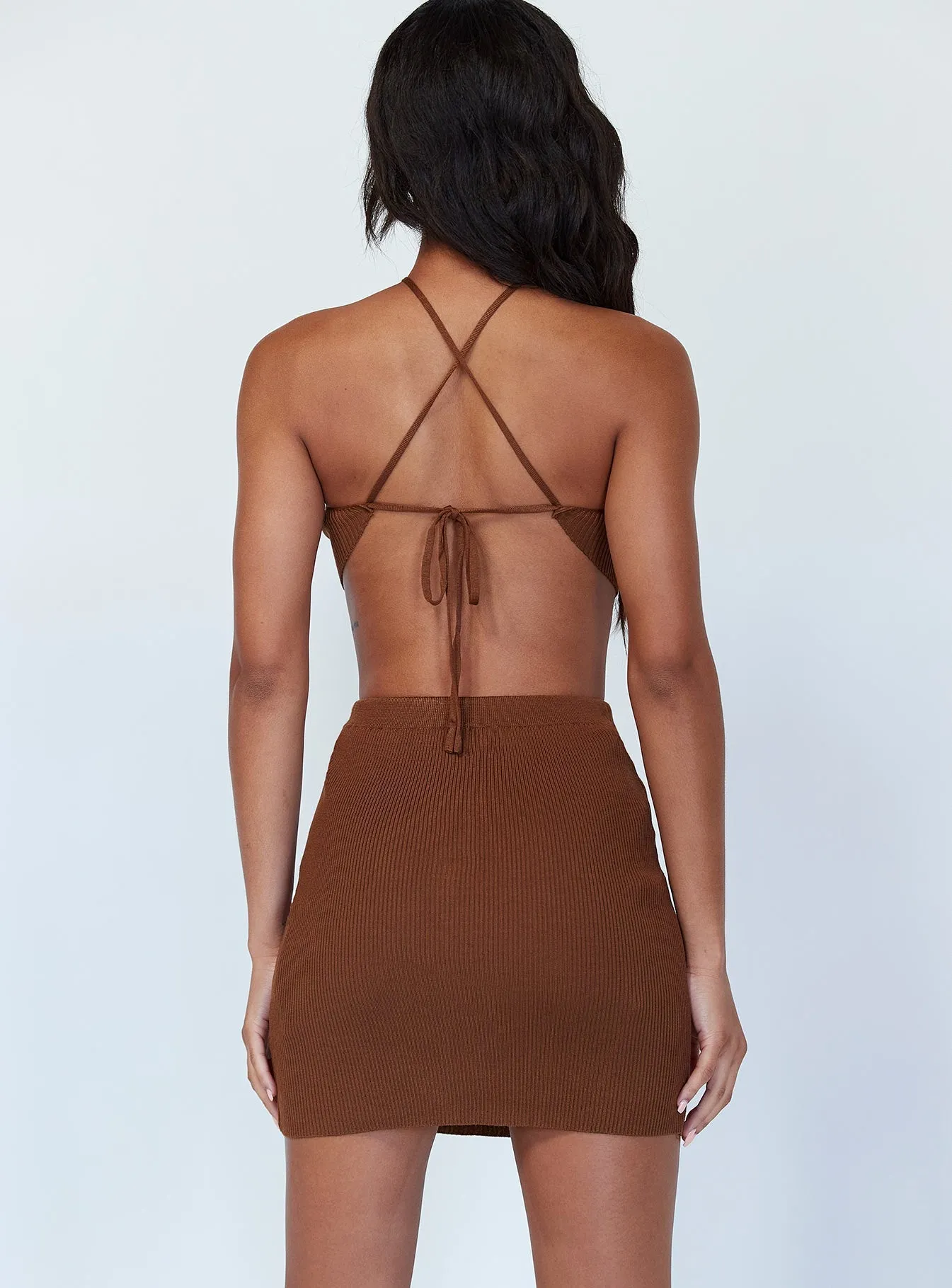 Scene Mood Pop Light Honey Mini Dress Brown