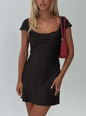 Lucienna Polka Dot Mini Dress Black / White Bohemian wear