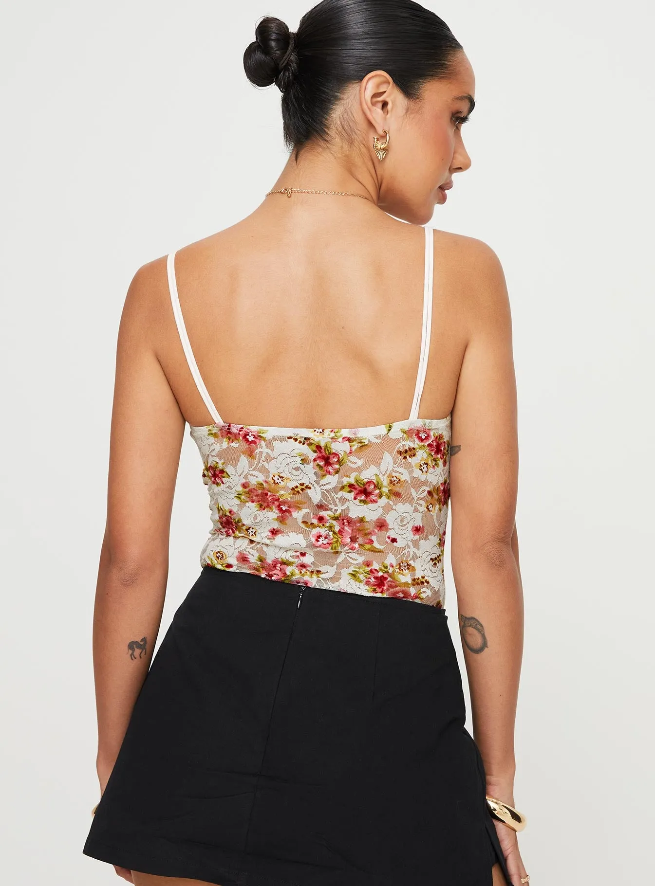 Amessa Lace Bodysuit Floral Shopping Date Wedding Picnic