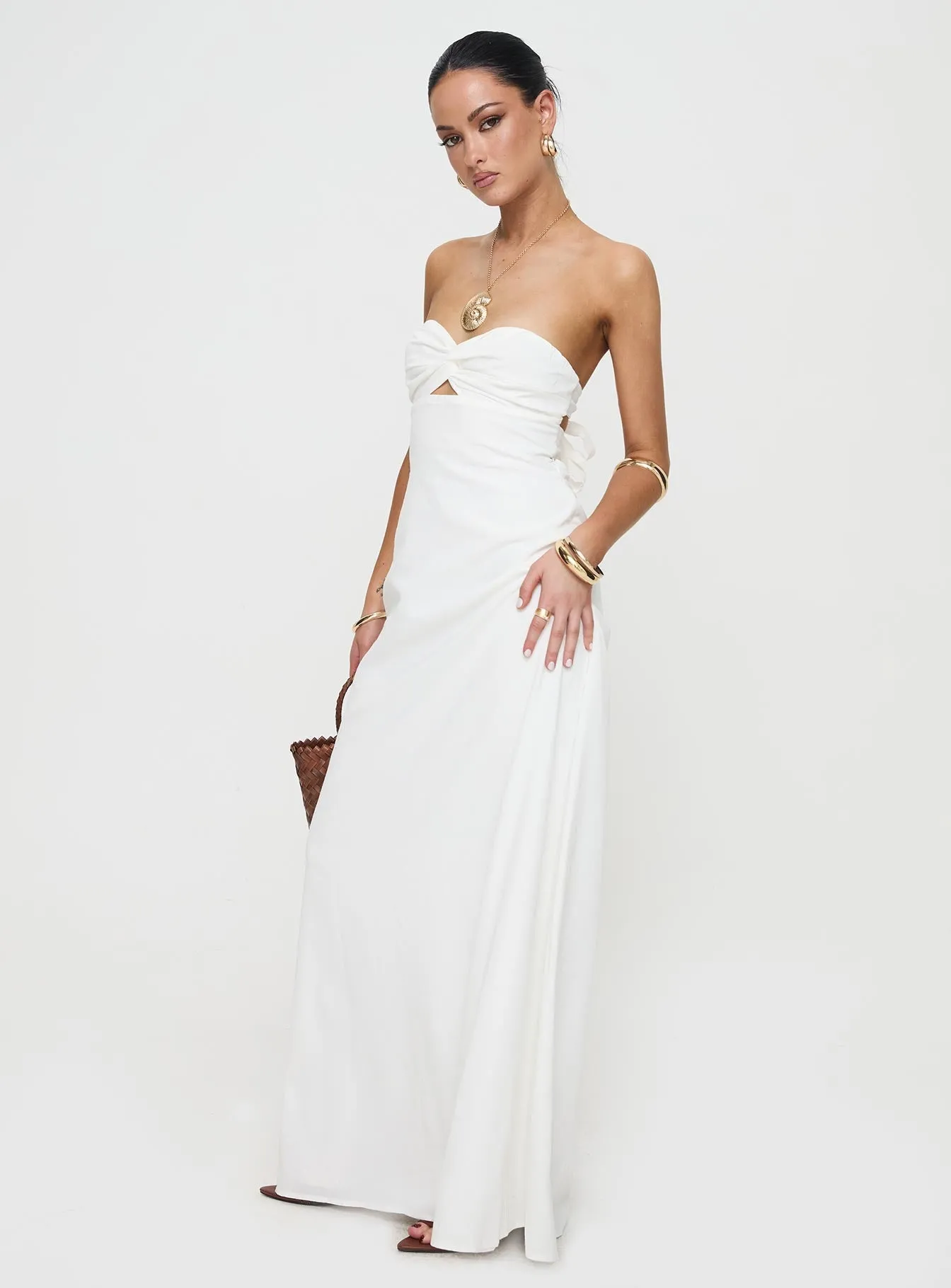 Artis Strapless Maxi Dress White Trim Art Sunrise Bay