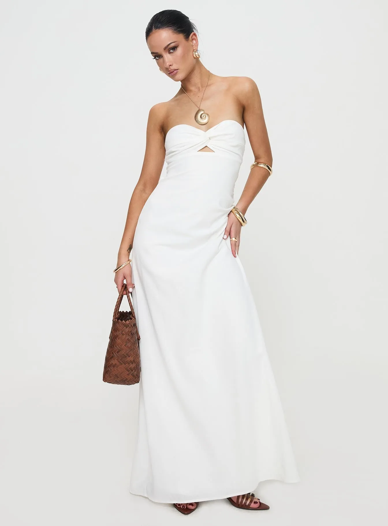 Artis Strapless Maxi Dress White Plaza Glow