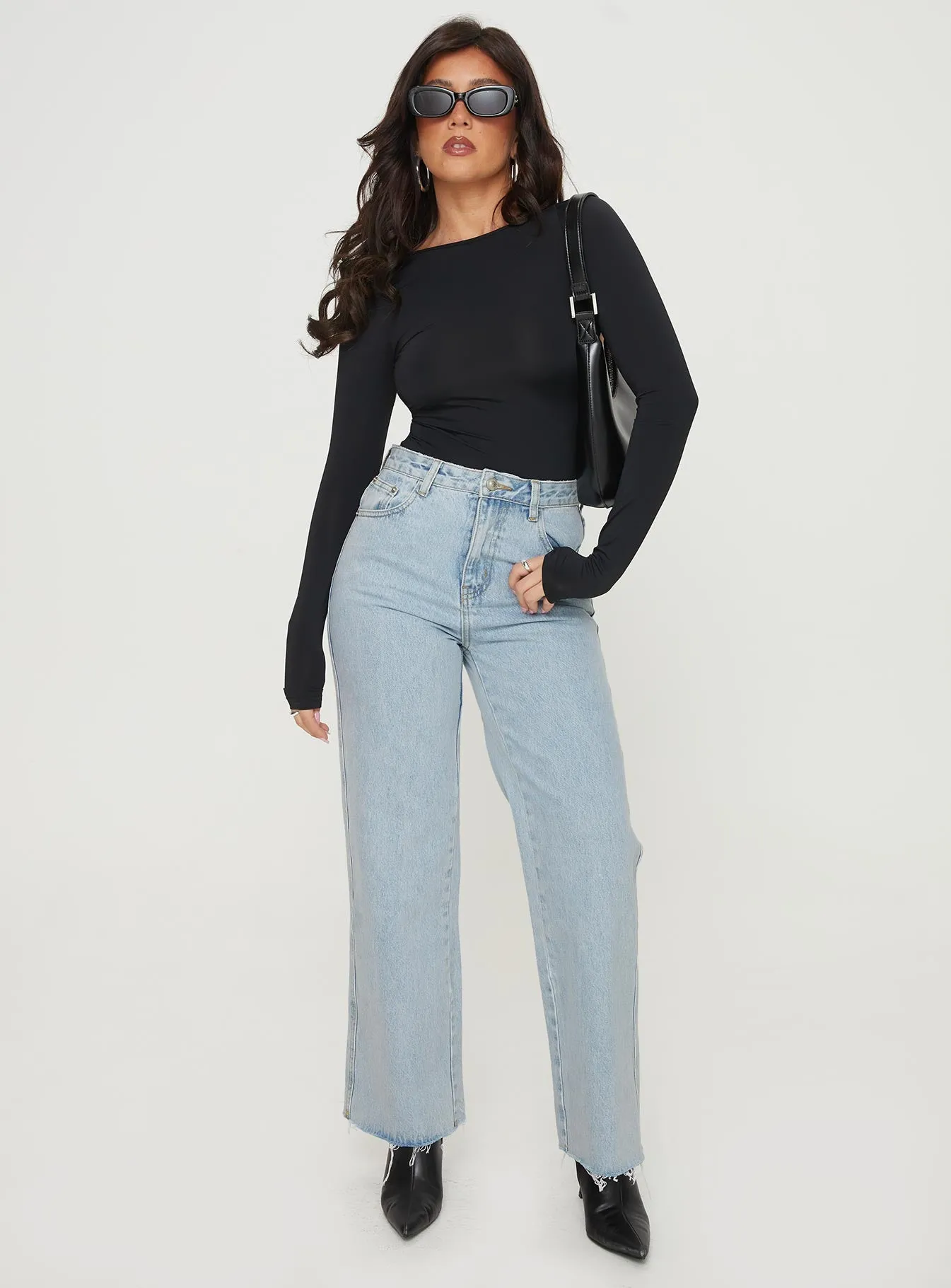 Sharp Girl Gatewood Long Sleeve Bodysuit Black Petite