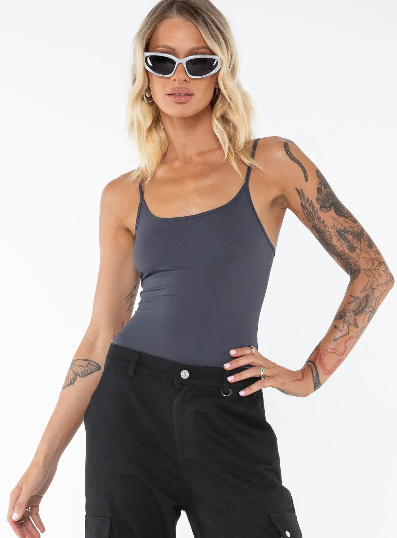 Geary Bodysuit Grey Tall Flexible Comfy Home Shopping