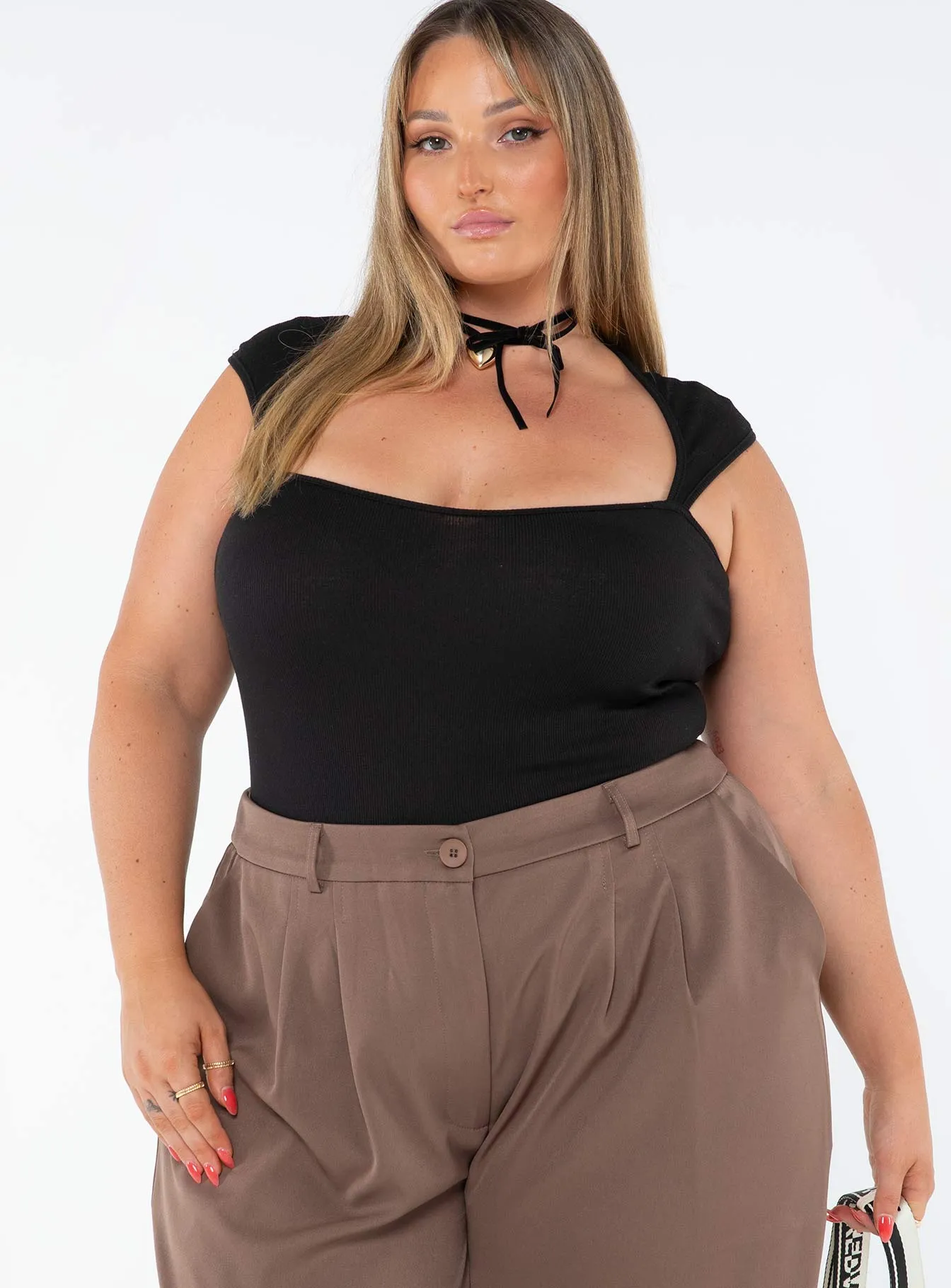 Halia Bodysuit Black Curve Office Street Wedding Picnic