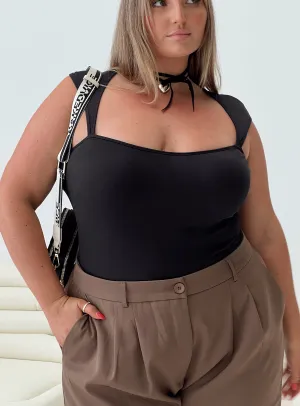 Holiday Vintage Basic Lightweight Halia Bodysuit Black Curve