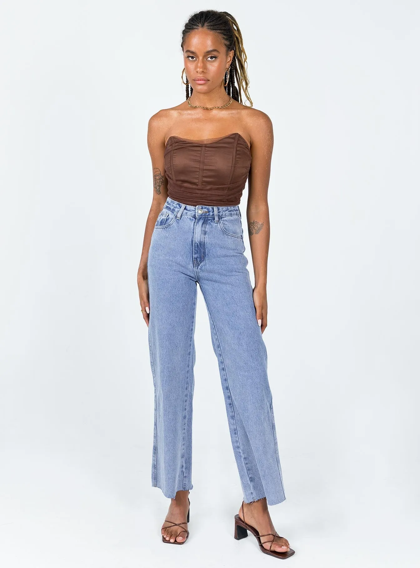 Luana Bodysuit Brown Vacation Friends Simple Bold