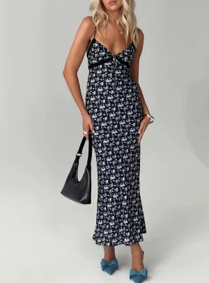 Gray Mist Desert Path Emily Maxi Dress Black / Floral