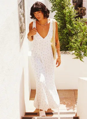 Sunset Glow Florette Open Back Maxi Dress Cream Multi