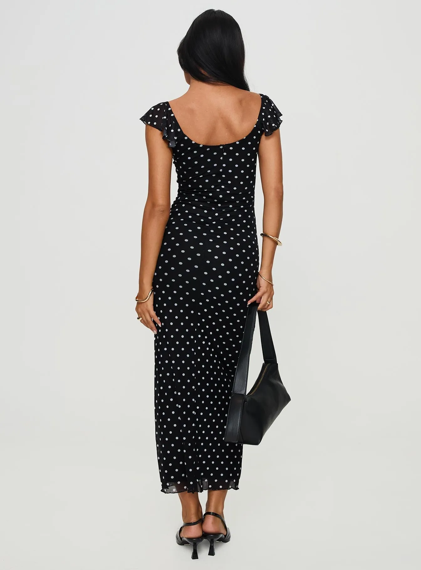 Sandberg Maxi Dress Black Polka Dot Floral Mood Garden Lane