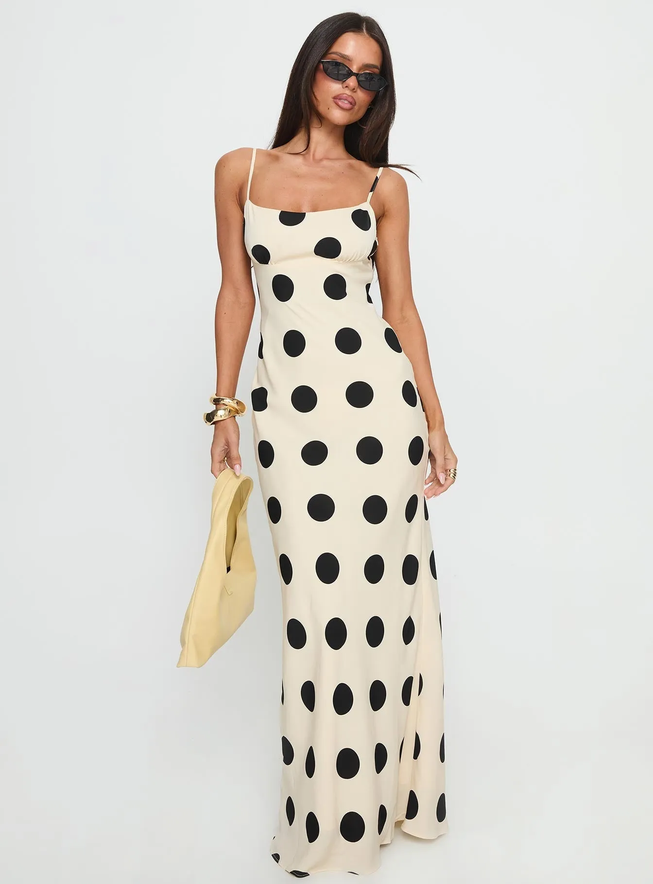Avienna Maxi Dress Cream / Polka Dot This maxi dress offers a comfortable and flattering fit for any occasion Galaxy View