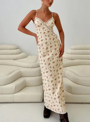 Madeleine Lace Maxi Dress Multi Floral Beige Glow