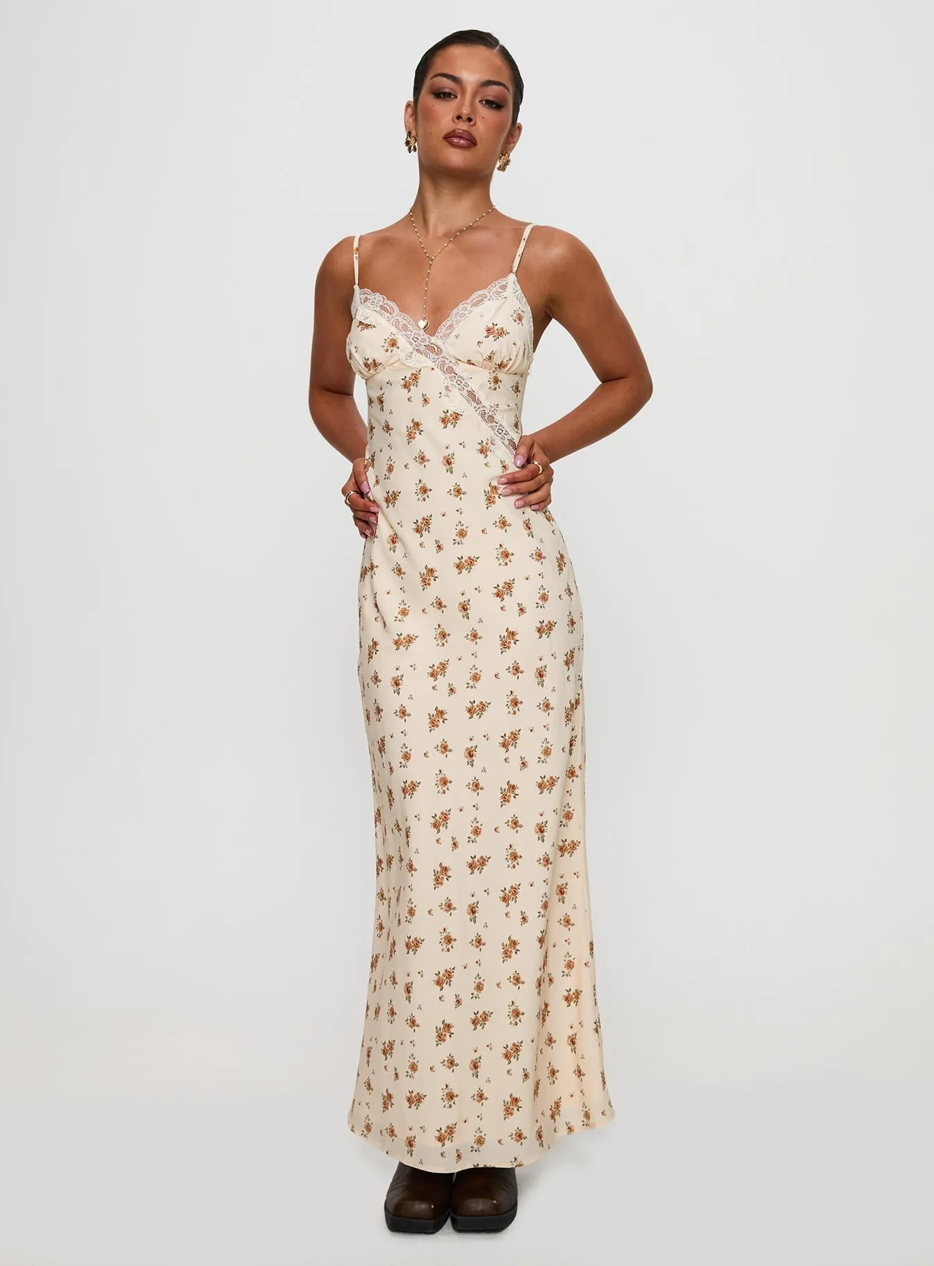 Chambray Glow Paper Wall Madeleine Lace Maxi Dress Multi Floral
