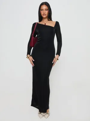 Bead Glow Azure Tide Sedani Long Sleeve Maxi Dress Black