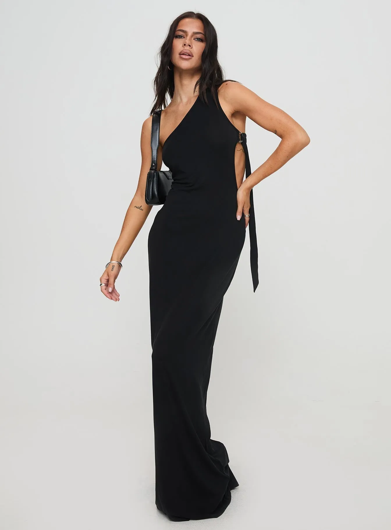 Designed to complement every body shape this dress enhances your natural silhouette Bohemian-inspired maxi Trail Blazer Asymmetrical Maxi Dress Black