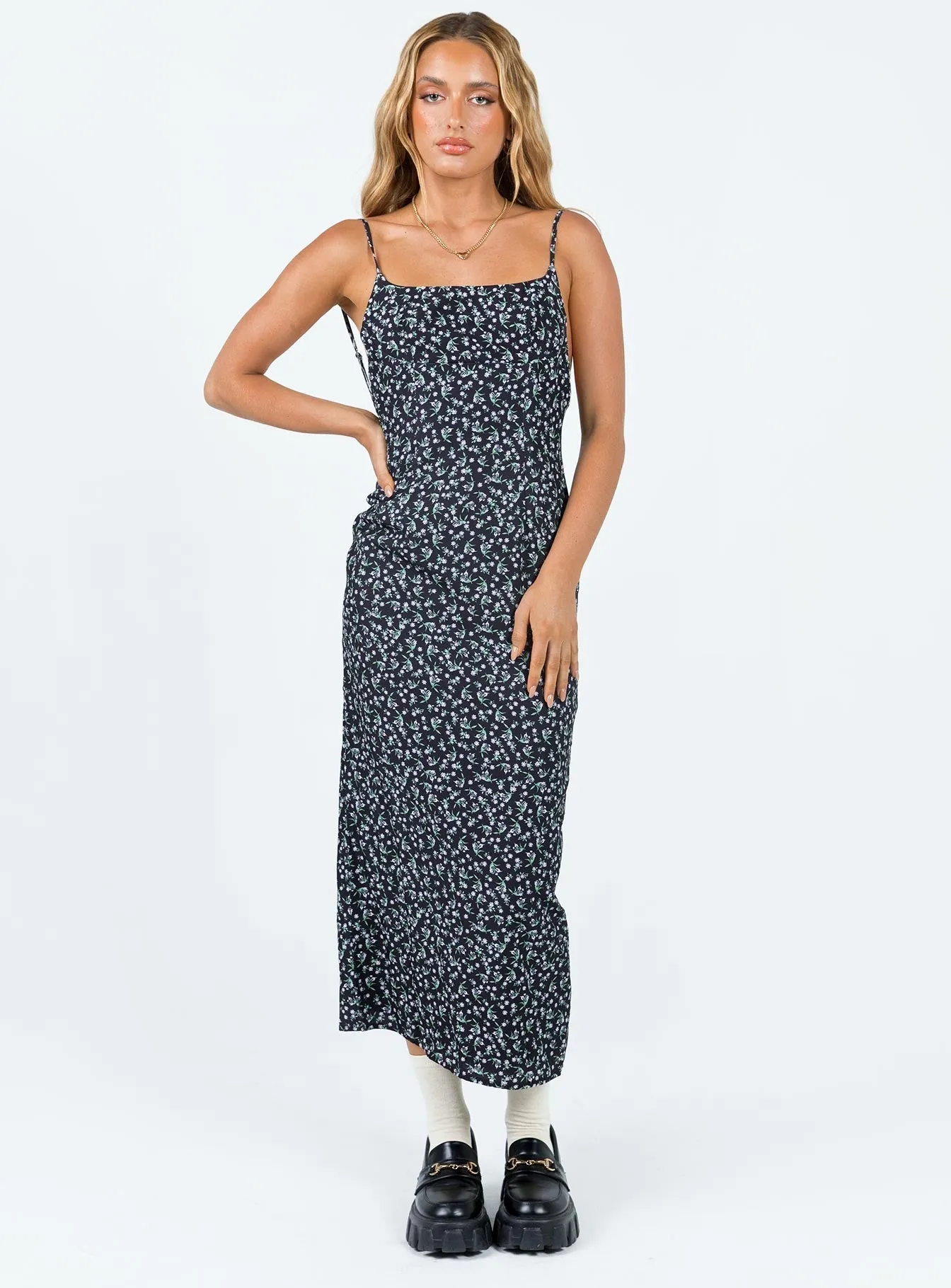 Arkana Maxi Dress Black Floral Strong Aura This maxi dress can easily transition from day to night with minimal effort