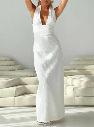 Alsace Maxi Dress White Silent Sea Navy Tone