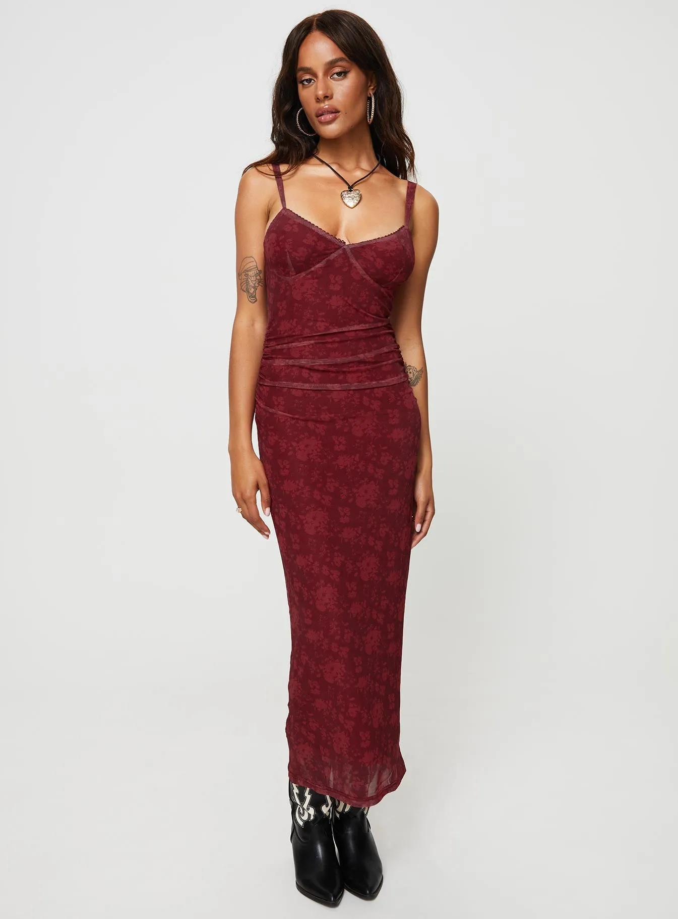 Full-length elegant piece Cotter Maxi Dress Burgundy Floral