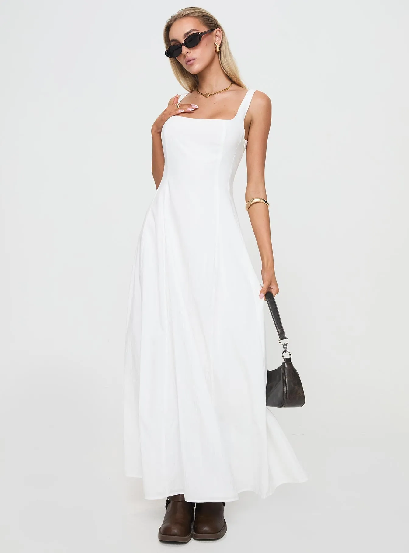 You Can Maxi Dress White Day Warm Weave Art