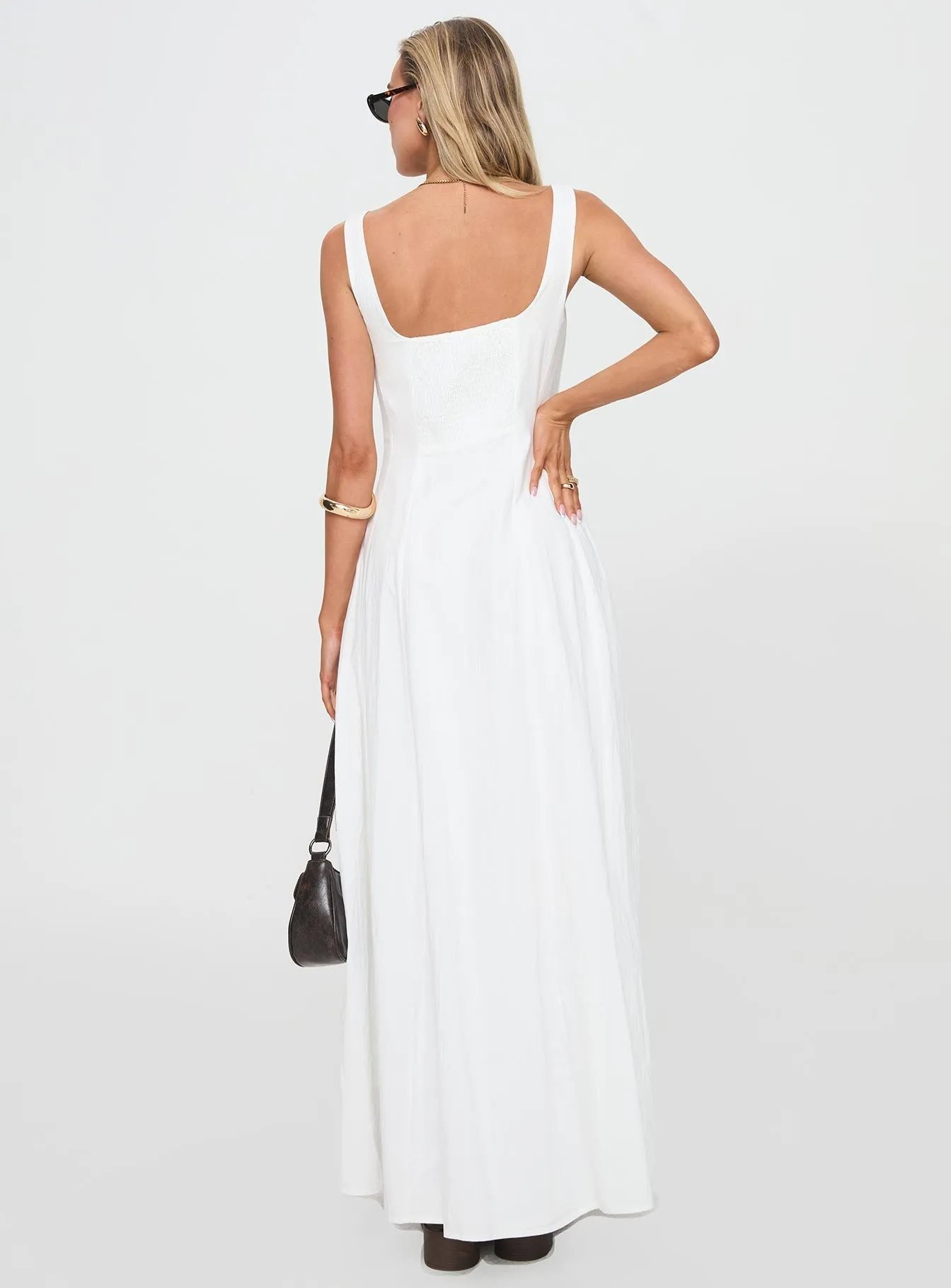 You Can Maxi Dress White Metal Shine Mesh Touch