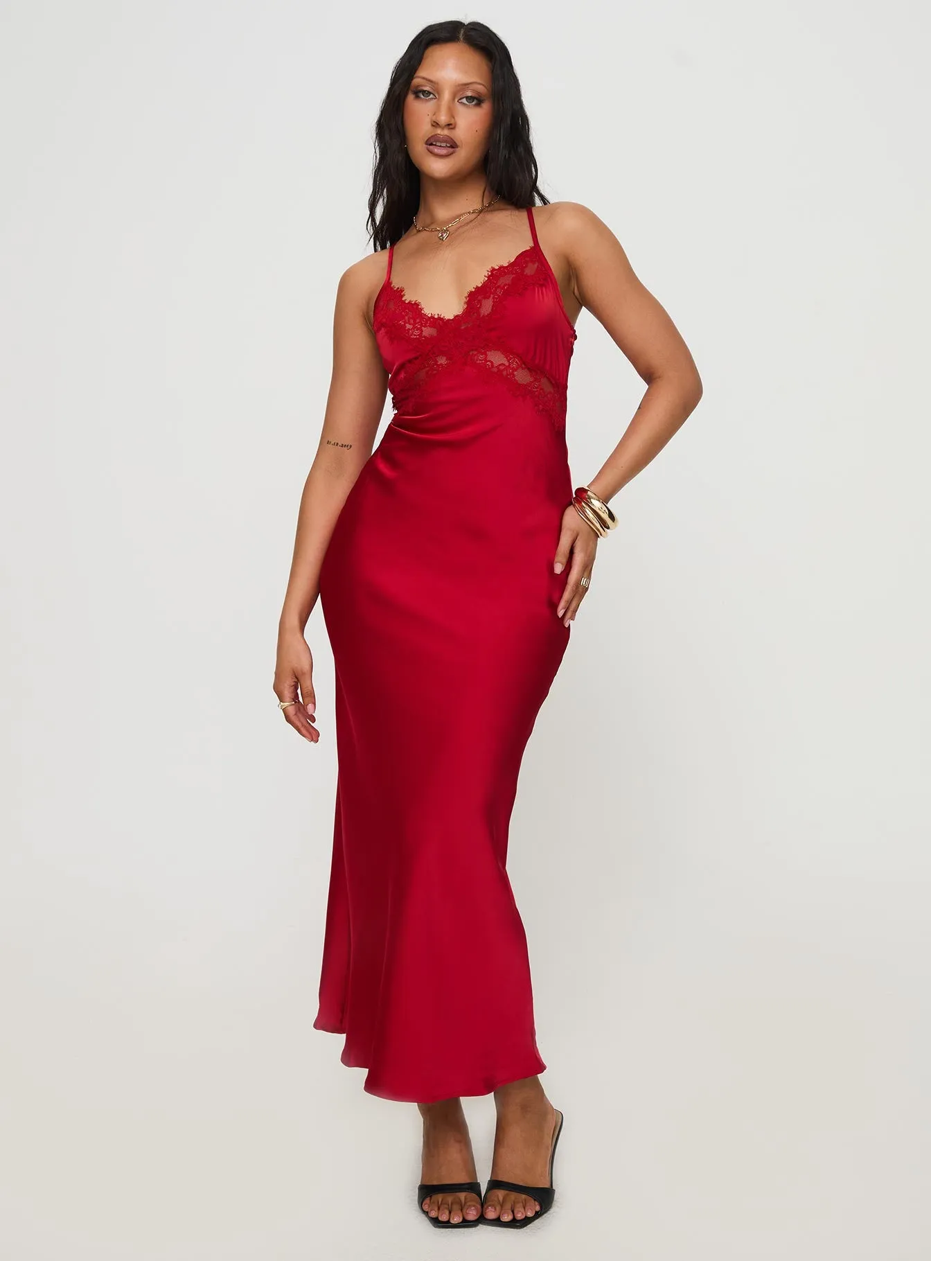 Morning Mist Treasure Bias Cut Maxi Dress Red