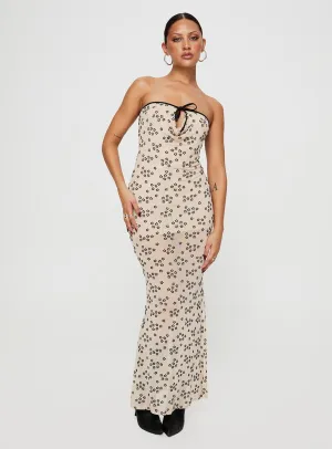Dream Flow Illuminating Maxi Dress Beige Floral