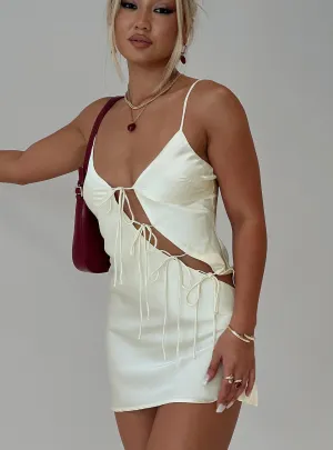 City Scene Twist Front Draping About A Girl Mini Dress Cornsilk