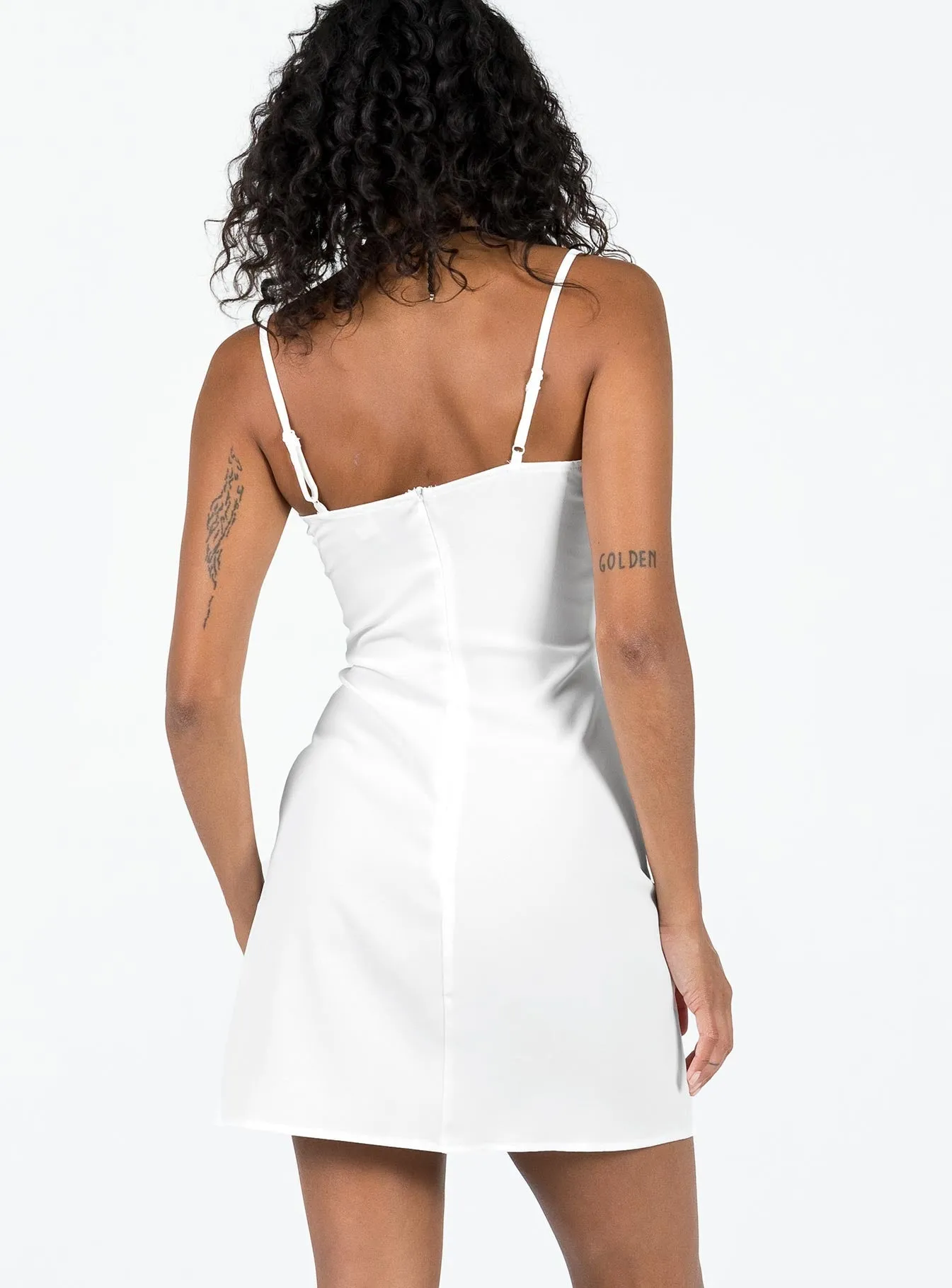 Pleated Texture Effect Cozy Style Wear Agnola Lace Trim Mini Dress White