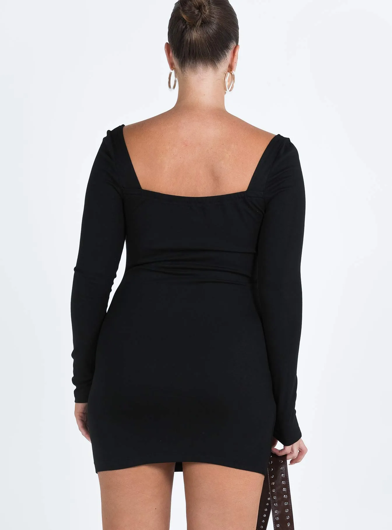 Browder Long Sleeve Mini Dress Black Perfect For Summer