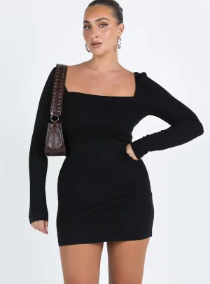 Browder Long Sleeve Mini Dress Black Date Ready Charming Detail