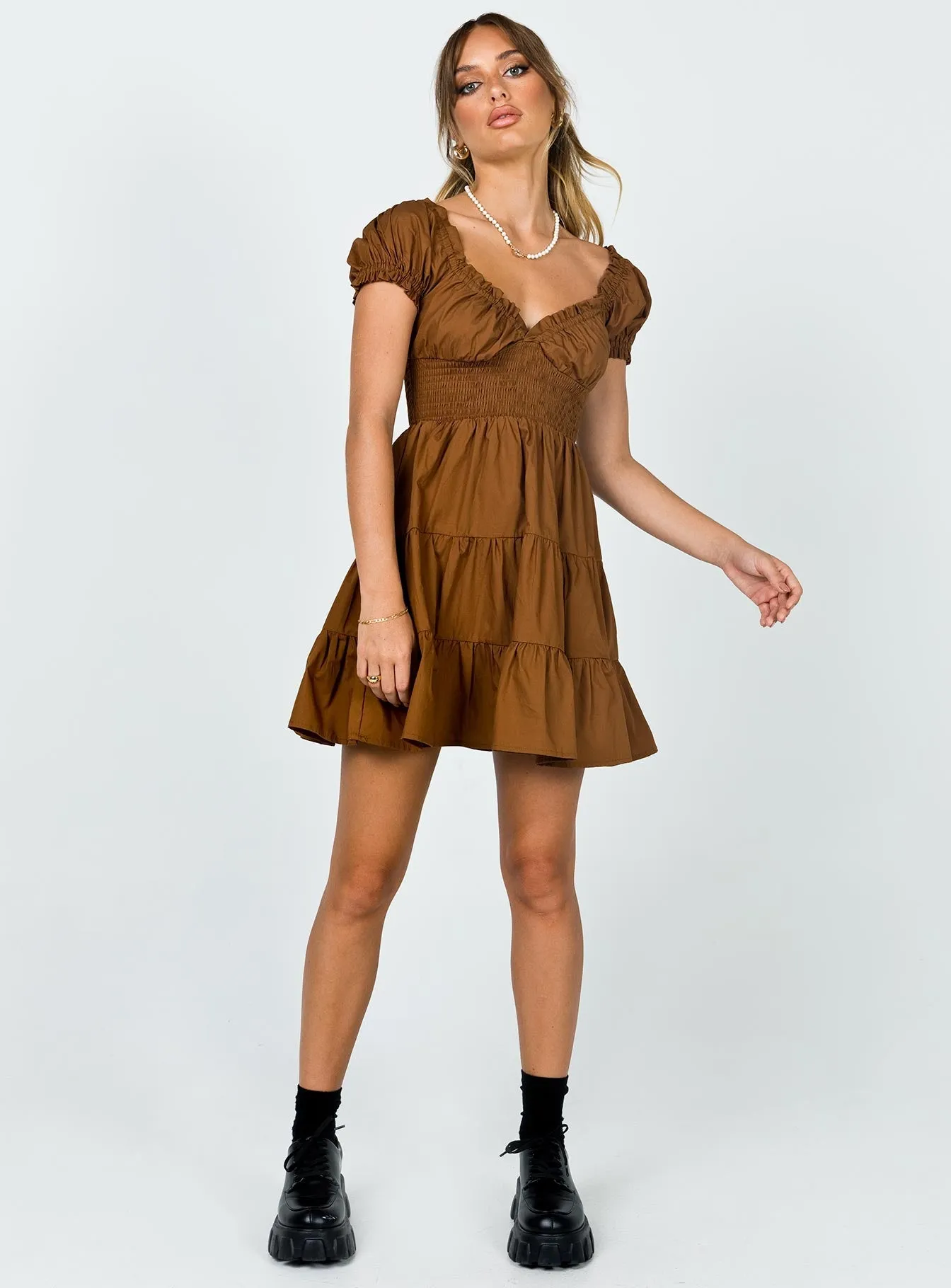 Street Glam Daniela Mini Dress Chocolate Brown
