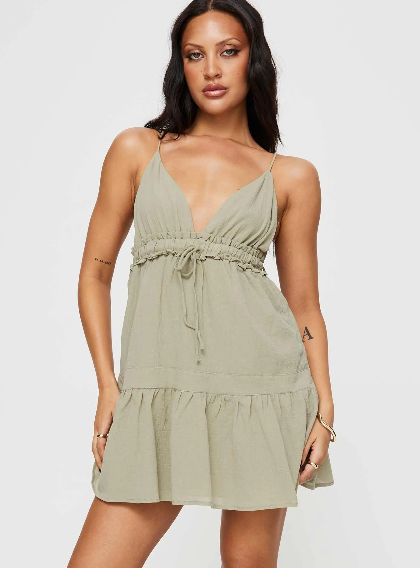 Dionne Mini Dress Olive Weekend Style Look Trend Warm