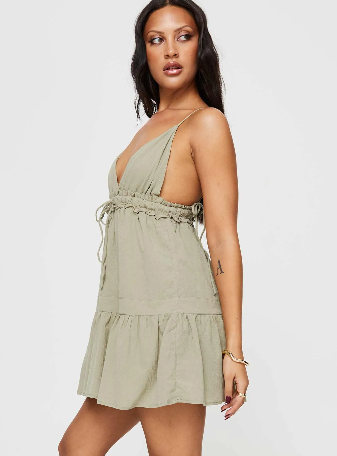 Casual day dress Playful Style Dionne Mini Dress Olive